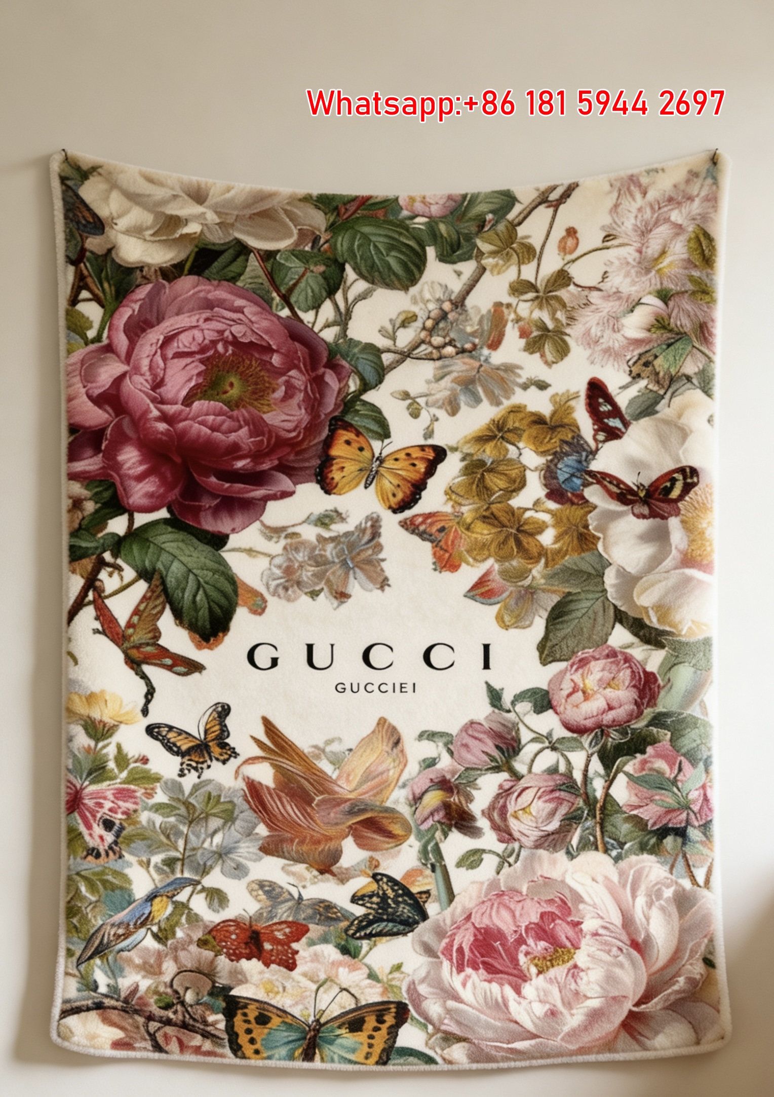 Gucci Butterfly & Peony throw Blanket Luxury Butterfly Tapestry IMG_2762